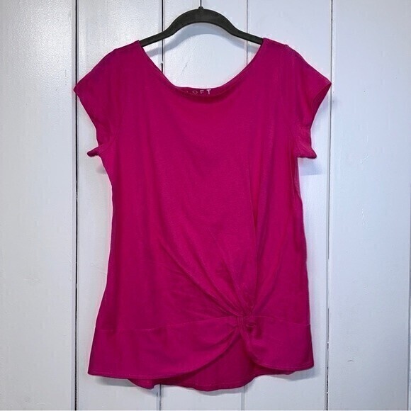 !Firm Price! LOFT Women’s Shirt, Top,‎ Short Sleeves, Size S, Hot Pink - Picture 1 of 8
